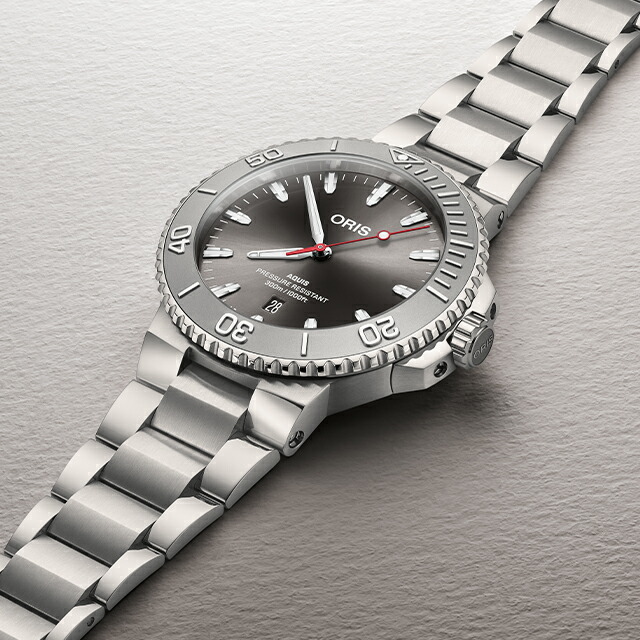 オリス アクイスデイト レリーフ 43.5mm 自動巻き 腕時計 ブランド メンズ ORIS 01 733 7789 4153-07 8 23 04PEB アナログ グレー スイス製 高級 おしゃれ 防水 プレゼント 男性 実用的