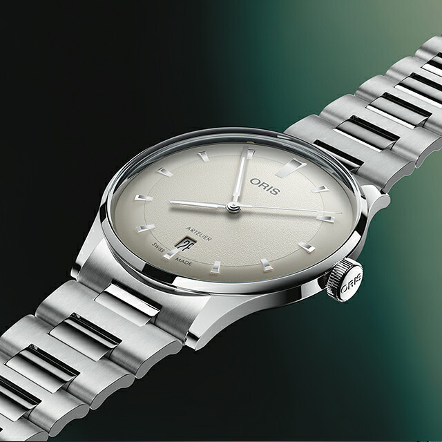 オリス アートリエ デイト 38mm 自動巻き 腕時計 ブランド メンズ ORIS 01 733 7810 4051-07 8 20 20 アナログ クリーム 白 スイス製 高級 おしゃれ 防水 プレゼント 男性 実用的