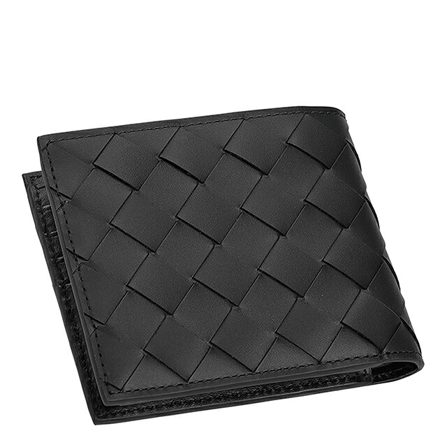 ボッテガ・ヴェネタ 二つ折り財布 二折財布 メンズ ブランド BOTTEGA VENETA 749412-V3US1 8803 ブラック/シルバー ウォレット 高級 おしゃれ プレゼント 実用的