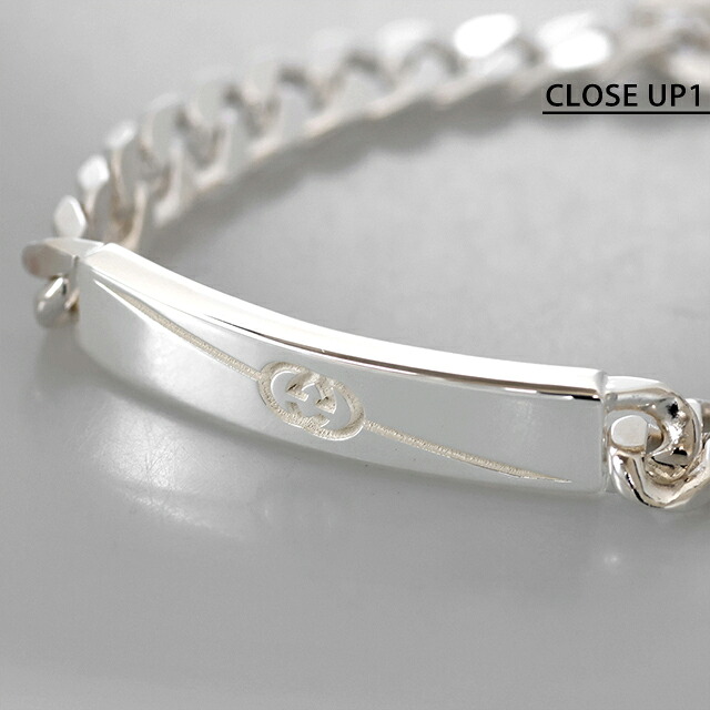 グッチ ブレスレット メンズ GUCCI ダイアゴナル インターロッキング チェーン 774054-J8400-8106-16 シルバー アクセサリー 腕輪 ジュエリー ブランド 高級 おしゃれ プレゼント 男性 実用的 かっこいい