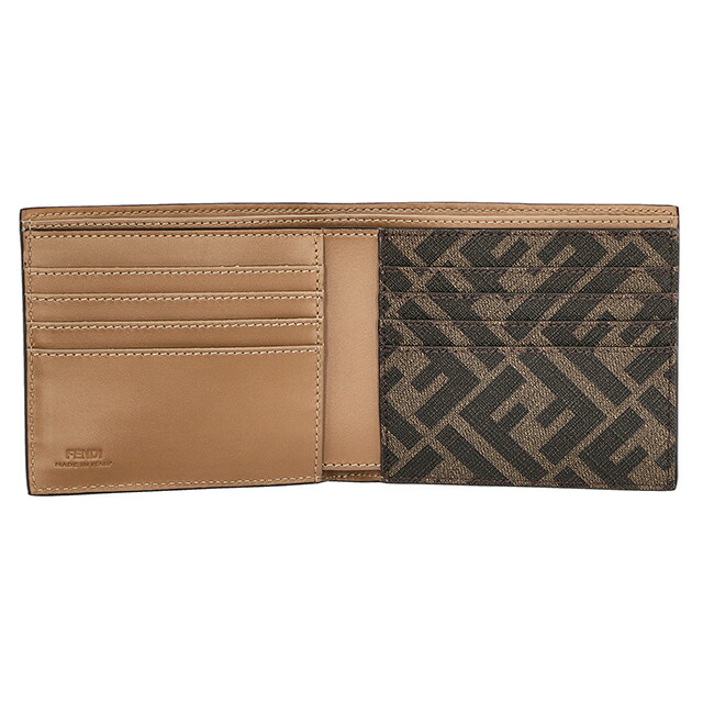 フェンディ 二つ折り財布 二折財布 メンズ ブランド FENDI レザー ITALY 7M0356-0AFF2 F1M6E ブラウン