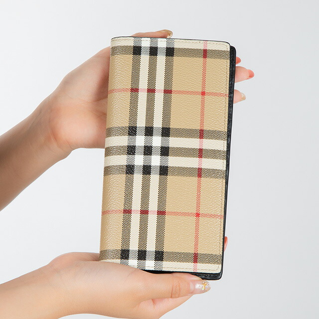 バ－バリ－ 長財布 メンズ BURBERRY チェック 8069819 ベージュ ブラック ウォレット ブランド 高級 おしゃれ プレゼント 実用的