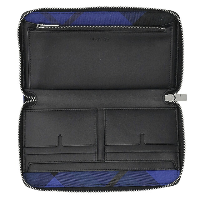 バ－バリ－ 長財布 メンズ BURBERRY 8085244 ブラック ブルー ウォレット ブランド 高級 おしゃれ プレゼント 実用的