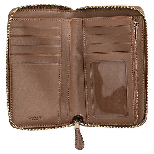 コーチ 二つ折り財布 レディース ブランド COACH シグネチャー 88913 IME74 カーキベージュ/サドルブラウン ウォレット 高級 おしゃれ プレゼント 実用的