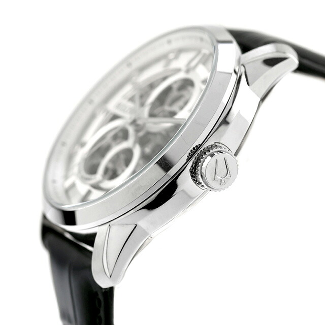 ブローバ クラシック 自動巻き 腕時計 ブランド メンズ オープンハート BULOVA 96A266 アナログ シルバー ブラック 黒 おしゃれ 防水 プレゼント 男性 実用的
