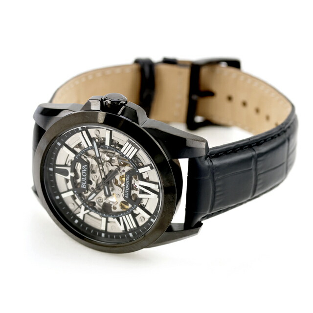 ブローバ クラシック 自動巻き 腕時計 ブランド メンズ オープンハート BULOVA 98A304 アナログ ブラック 黒 おしゃれ 防水 プレゼント 男性 実用的