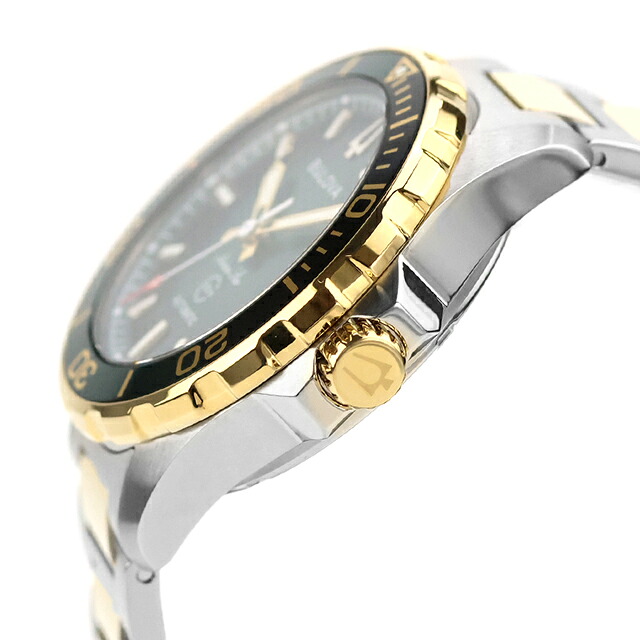 ブローバ マリンスター 自動巻き 腕時計 ブランド メンズ BULOVA 98B467 アナログ グリーン シルバー ゴールド おしゃれ 防水 プレゼント 男性 実用的