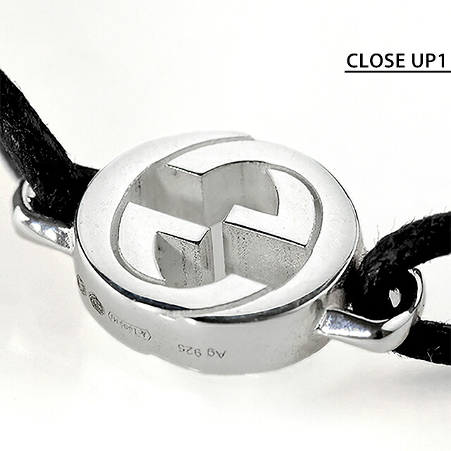 グッチ ブレスレット メンズ レディース GUCCI インターロッキング ロゴ A002MN JAAFV シルバー ブラック アクセサリー 腕輪 ジュエリー ブランド 高級 おしゃれ プレゼント 実用的 ペア