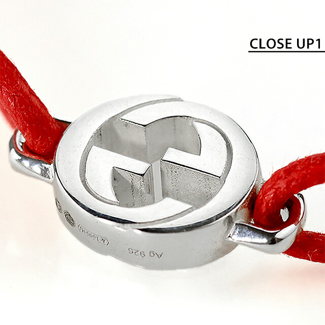 グッチ ブレスレット メンズ レディース GUCCI インターロッキング ロゴ A002MN JAAFV シルバー レッド アクセサリー 腕輪 ジュエリー ブランド 高級 おしゃれ プレゼント 実用的 ペア