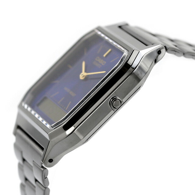 カシオ CASIO クォーツ 電池式 AQ-230GG-2A ビンテージ 海外モデル ユニセックス メンズ レディース 腕時計 カシオ casio アナデジ ブルー ガンメタル ブランド おしゃれ 防水 プレゼント 実用的