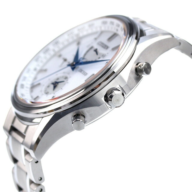 シチズン エクシード エコ・ドライブ電波時計 45周年記念 ペアモデル 腕時計 ブランド メンズ エコドライブ電波 電波ソーラー CITIZEN EXCEED AT9130-69W アナログ ホワイト ホワイトシェル 白 日本製 記念品 プレゼント ギフト