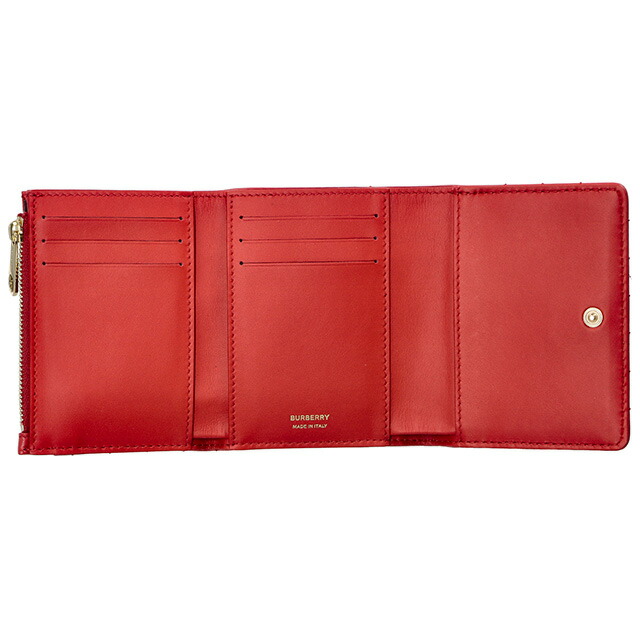 バ－バリ－ 三つ折り財布 レディース ブランド BURBERRY 8064824 レッド ウォレット 高級 おしゃれ プレゼント 実用的