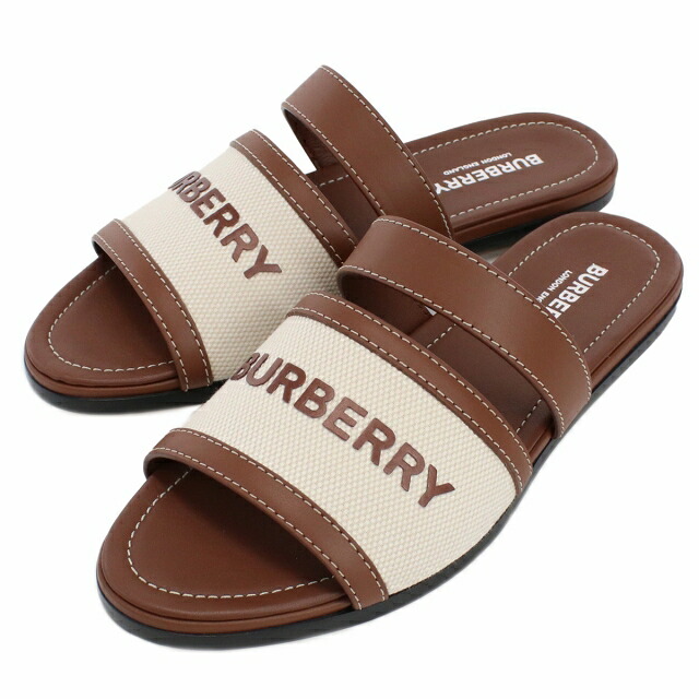 バーバリー サンダル レディース BURBERRY レザー コットン イタリア 8042631 TAN ブラウン系 小物 選べるモデル