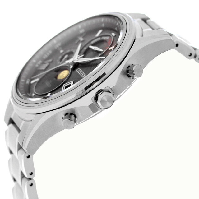 シチズン エクシード 「月暈(つきがさ)」 ダイレクトフライト ペアモデル エコドライブ電波 腕時計 ブランド メンズ チタン ムーンフェイズ 電波ソーラー CITIZEN EXCEED BY1020-61E アナログ ブラック 黒 日本製