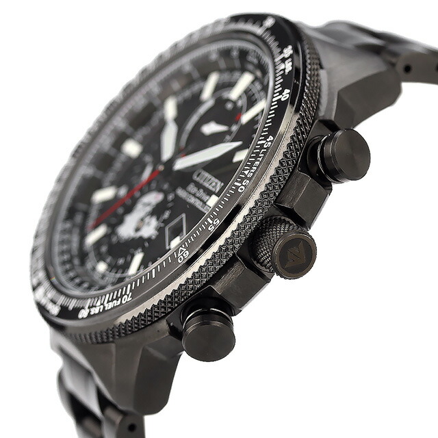 シチズン プロマスター SKYシリーズ 光発電エコ・ドライブ電波時計 ダイレクトフライト ジオ・トレッカー 光発電エコドライブ電波 腕時計 ブランド メンズ 電波ソーラー CITIZEN PROMASTER BY3005-56G アナログ ブラック 黒