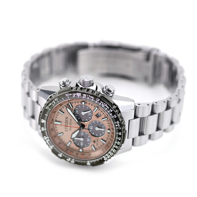 シチズン プロマスター SKYシリーズ 光発電エコドライブ 腕時計 ブランド メンズ クロノグラフ ソーラー CITIZEN PROMASTER CA4664-60X アナログ サーモン おしゃれ 防水 文字盤 プレゼント 男性 実用的