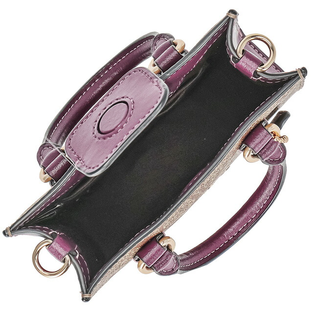 コーチ ハンドバッグ 2way ショルダーバッグ 斜めがけ レディース アウトレット ブランド COACH シグネチャー CJ494 IMRSF カーキベージュ/ディープベリーパープル 軽量 小さめ 手提げ 高級 おしゃれ プレゼント 女性 実用的 かわいい