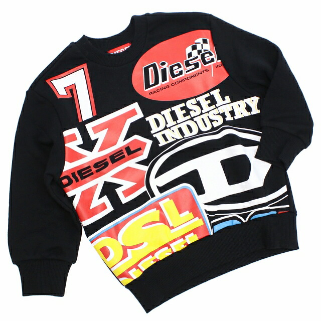 子供服 キッズ 女の子 男の子 高級 ブランド 出産祝い ギフト おしゃれ ディーゼル スウェット ベビー DIESEL ブルガリア J00892 ブラック ウェア 選べるモデル