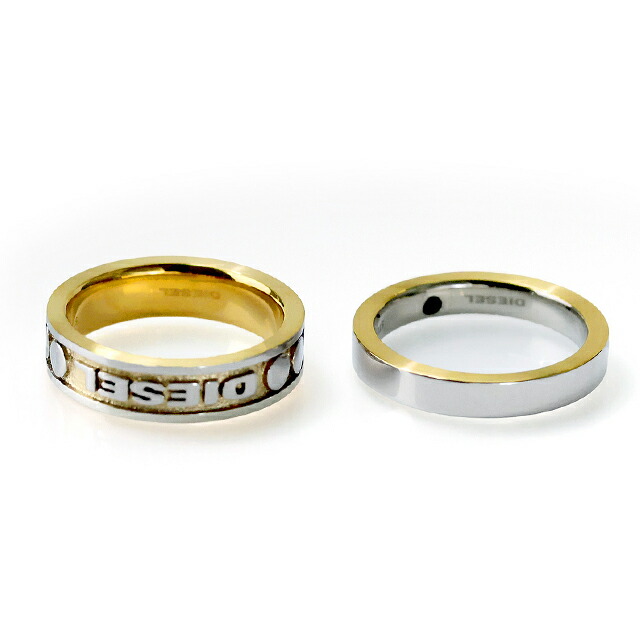 ディーゼル リング メンズ ブランド DIESEL ロゴ 2点セット シルバー ゴールド アクセサリー