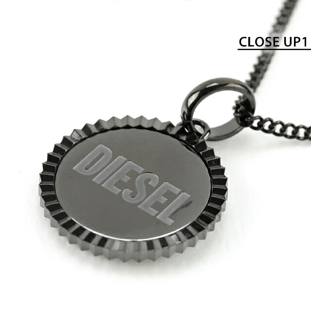 ディーゼル ネックレス メンズ レディース ブランド DIESEL ペンダント ロゴ ガンメタル アクセサリー