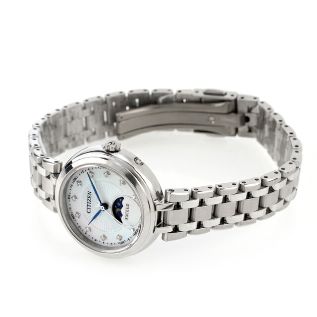 シチズン エクシード Titania Happy Flight 光発電エコドライブ電波 腕時計 レディース チタン ダイヤモンド 電波ソーラー CITIZEN EXCEED EE1020-77D アナログ ホワイト 白 日本製 高級 ブランド おしゃれ 防水 軽い 華奢 かわいい プレゼント 女性 実用的