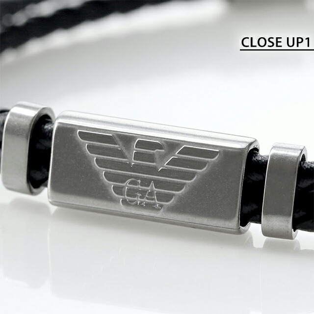 エンポリオ アルマーニ ブレスレット メンズ ブランド EMPORIO ARMANI レザー 2重巻き ステンレススチール レザー EGS2995040 シルバー ネイビー アクセサリー