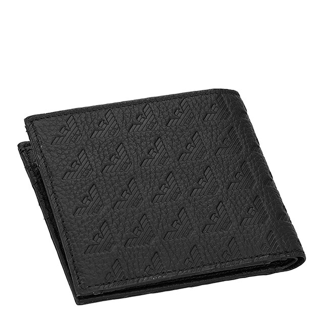 エンポリオ・アルマーニ 二つ折り財布 メンズ ブランド EMPORIO ARMANI レザー EM001741-AF14774 ブラック ウォレット 高級 おしゃれ プレゼント 実用的