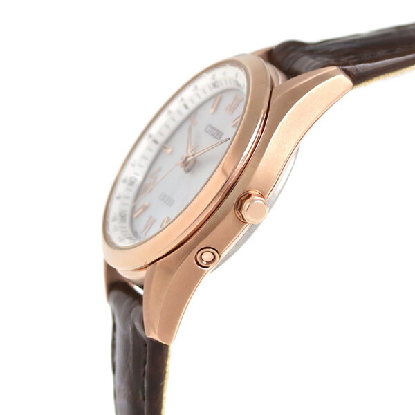 シチズン エクシード エコドライブ電波 ES9372-08W 腕時計 ソーラー電波腕時計 ソーラー電波時計 レディース ホワイトシェル ブラウン CITIZEN EXCEED 高級 ブランド おしゃれ 防水 軽い 華奢 かわいい プレゼント 女性 実用的