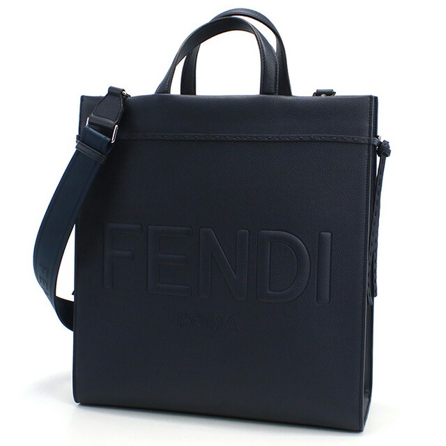 フェンディ トートバッグ メンズ FENDI レザー 7VA583 ネイビー系 バッグ 軽量 手提げ ブランド 高級 おしゃれ プレゼント 男性 実用的 かっこいい