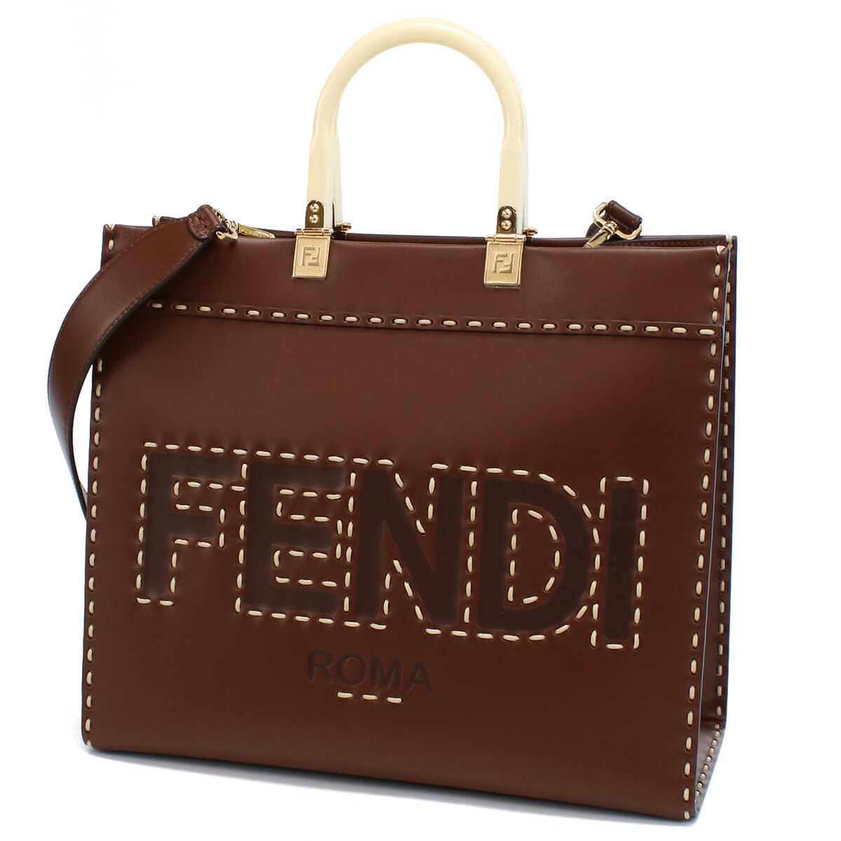 フェンディ トートバッグ レディース FENDI レザー イタリア 8BH386 ブラウン系 バッグ 軽量 手提げ ブランド 高級 おしゃれ プレゼント 女性 実用的 かわいい