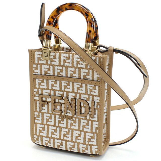 フェンディ トートバッグ レディース FENDI 8BS051 ブラウン系 ホワイト系 バッグ 軽量 手提げ ブランド 高級 おしゃれ プレゼント 女性 実用的 かわいい