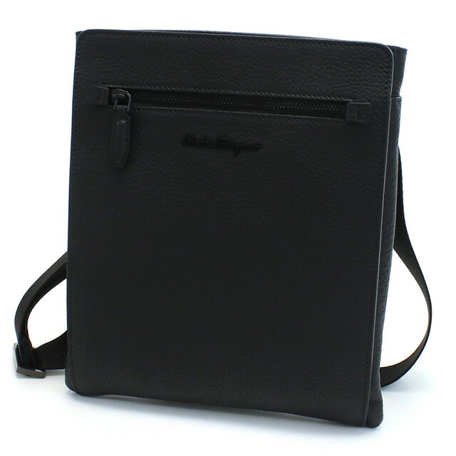 フェラガモ 斜め掛け ショルダーバッグ メンズ FERRAGAMO イタリア 24-0131 ブラック バッグ 斜めがけ ブランド 高級 おしゃれ プレゼント 男性 実用的 かっこいい