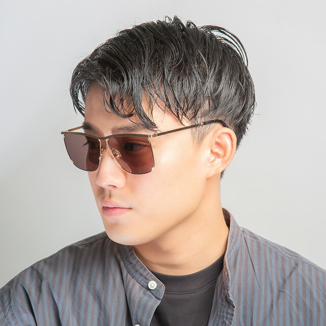 グッチ サングラス メンズ ブランド GUCCI GG0821S ゴールド／グレー