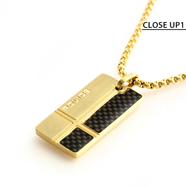 ポリス ネックレス ペンダント メンズ POLICE ファイバースキン FIBERSKIN プレート GN0081802 ゴールド アクセサリー ジュエリー ブランド 高級 おしゃれ プレゼント 男性 実用的 かっこいい