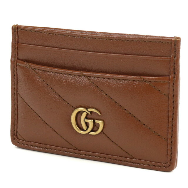 グッチ カードケース レディース GUCCI AZALEA TRAP.DIAGO レザー イタリア 443127 ブラウン系 財布 定期入れ ブランド 高級 おしゃれ プレゼント 実用的