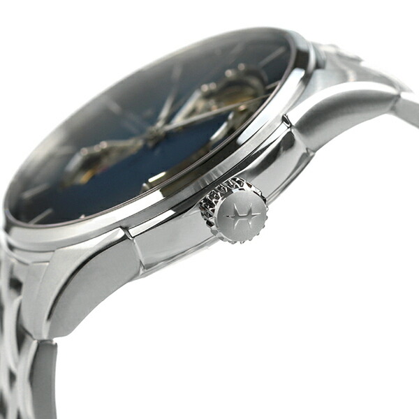 ハミルトン 腕時計 ジャズマスター オープンハート オート 40mm スイス製 自動巻き メンズ H32675140 HAMILTON ブルー ブランド おしゃれ 防水 プレゼント 男性 実用的