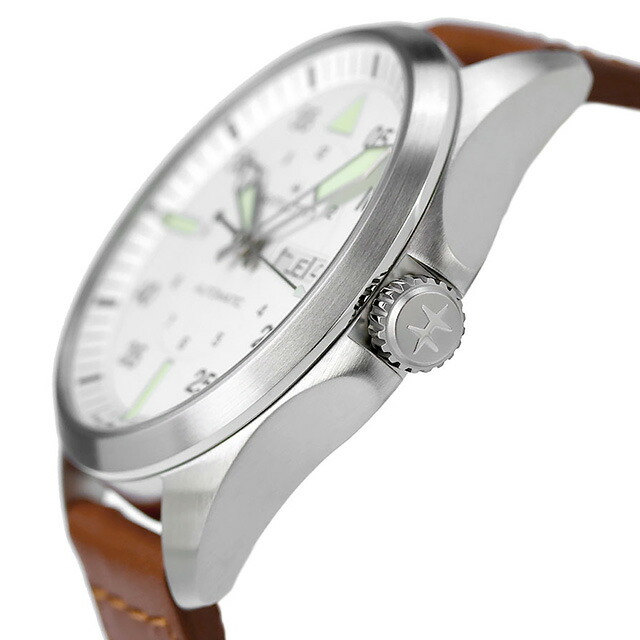 ハミルトン カーキ アビエーション カーキ パイロット デイデイト オートマティック 42mm 自動巻き 腕時計 メンズ HAMILTON H64635550 アナログ シルバー ブラウン スイス製 ブランド おしゃれ 防水 プレゼント 男性 実用的