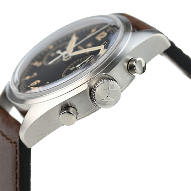 ハミルトン 腕時計 カーキ アビエーション パイオニア メカ クロノ 40mm 手巻き メンズ クロノグラフ 革ベルト HAMILTON H76409530 アナログ ブラック ブラウン 黒 ブランド おしゃれ 防水 プレゼント 男性 実用的