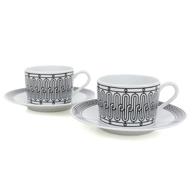 エルメス ティーカップ&ソーサー ブランド HERMES H Deco(アッシュデコ) ティーC-Sペア 37016 ホワイト