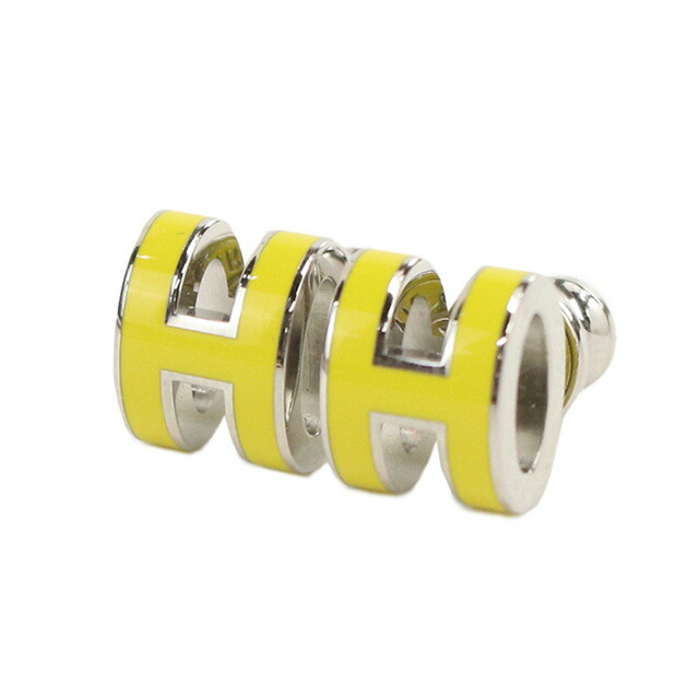 エルメス ピアス レディース ブランド HERMES MINI POP H シルバー-イエロー アクセサリー