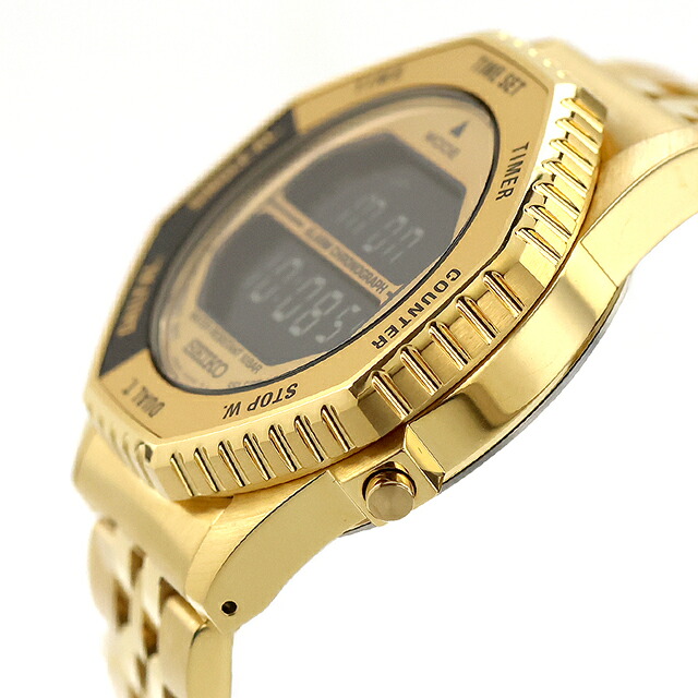 セイコーセレクション デジタルクオーツ クォーツ 電池式 腕時計 ブランド メンズ クロノグラフ ロトコール SEIKO SELECTION HFL003P デジタル ブラック ゴールド 黒 おしゃれ 防水 プレゼント 男性 実用的