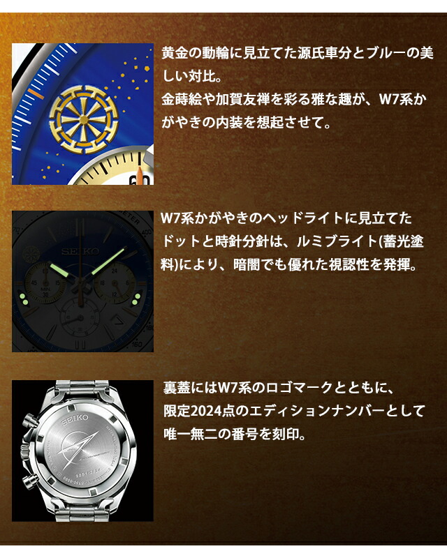 金沢・敦賀間 開業記念 北陸新幹線 W7系かがやきウオッチ セイコー コラボウオッチ クオーツ 電池式 腕時計 ブランド メンズ 数量限定モデル クロノグラフ 51338 アナログ ブルーグラデーション 日本製 おしゃれ 防水 プレゼント 男性 実用的