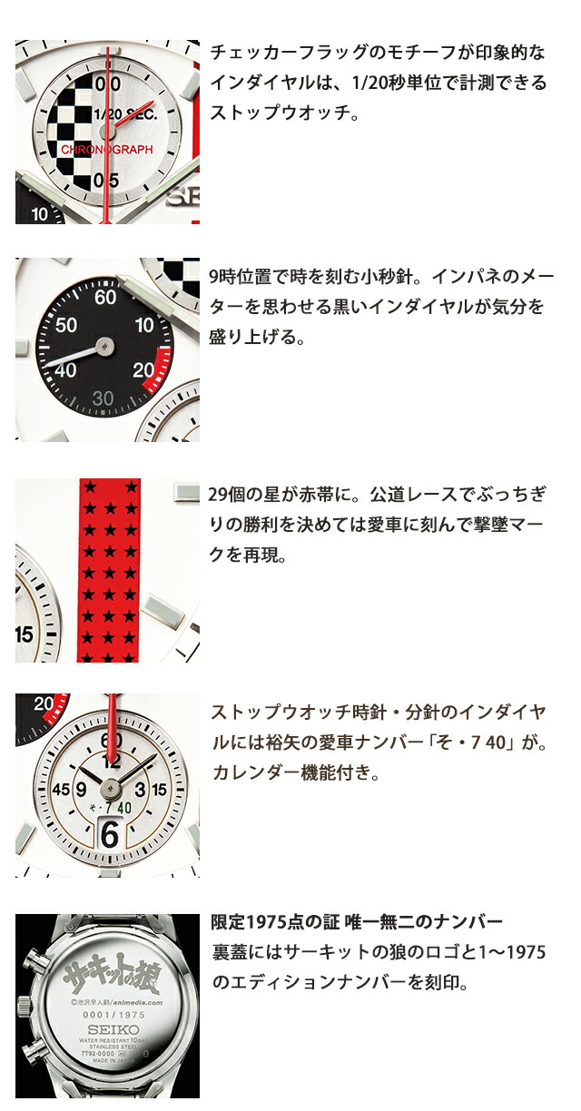 漫画連載50周年記念 サーキットの狼 セイコー コラボウオッチ クオーツ 電池式 腕時計 ブランド メンズ 数量限定 クロノグラフ 51451 多針アナログ ホワイト 白 日本製 おしゃれ 防水 プレゼント 男性 実用的
