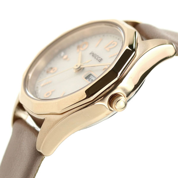 シチズン ウィッカ デイ＆デイト ソーラー レディース 腕時計 CITIZEN wicca KH3-525-90 ベージュ グレージュ ブランド おしゃれ 防水 軽い 華奢 かわいい プレゼント 女性 実用的