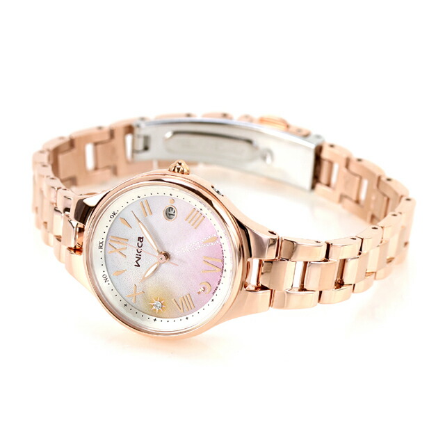 シチズン ウィッカ 夏限定モデル ソーラーテック電波時計 腕時計 ブランド レディース 数量限定 電波ソーラー CITIZEN wicca KS1-864-93 アナログ シェル ピンクゴールド おしゃれ 防水 軽い 華奢 かわいい プレゼント 女性 実用的