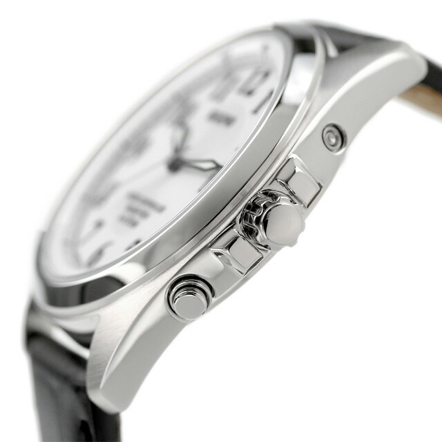 シチズン レグノ ソーラーテック 電波ソーラー 腕時計 ソーラー電波腕時計 ソーラー電波時計 メンズ 革ベルト CITIZEN REGUNO KS3-115-20 アナログ ホワイト ブラック 黒 ブランド おしゃれ 防水 プレゼント 男性 実用的