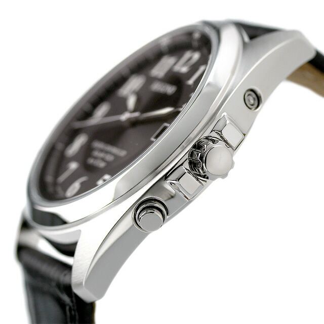 シチズン レグノ ソーラーテック 電波ソーラー 腕時計 ソーラー電波腕時計 ソーラー電波時計 メンズ 革ベルト CITIZEN REGUNO KS3-115-50 アナログ ブラック 黒 ブランド おしゃれ 防水 プレゼント 男性 実用的