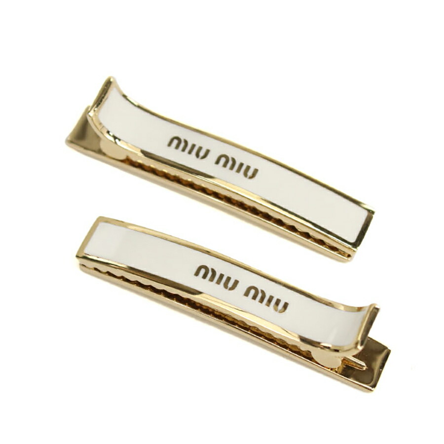 ミュウミュウ ヘアクリップ レディース ブランド MIUMIU 5JF136 ホワイト ヘアアクセサリー