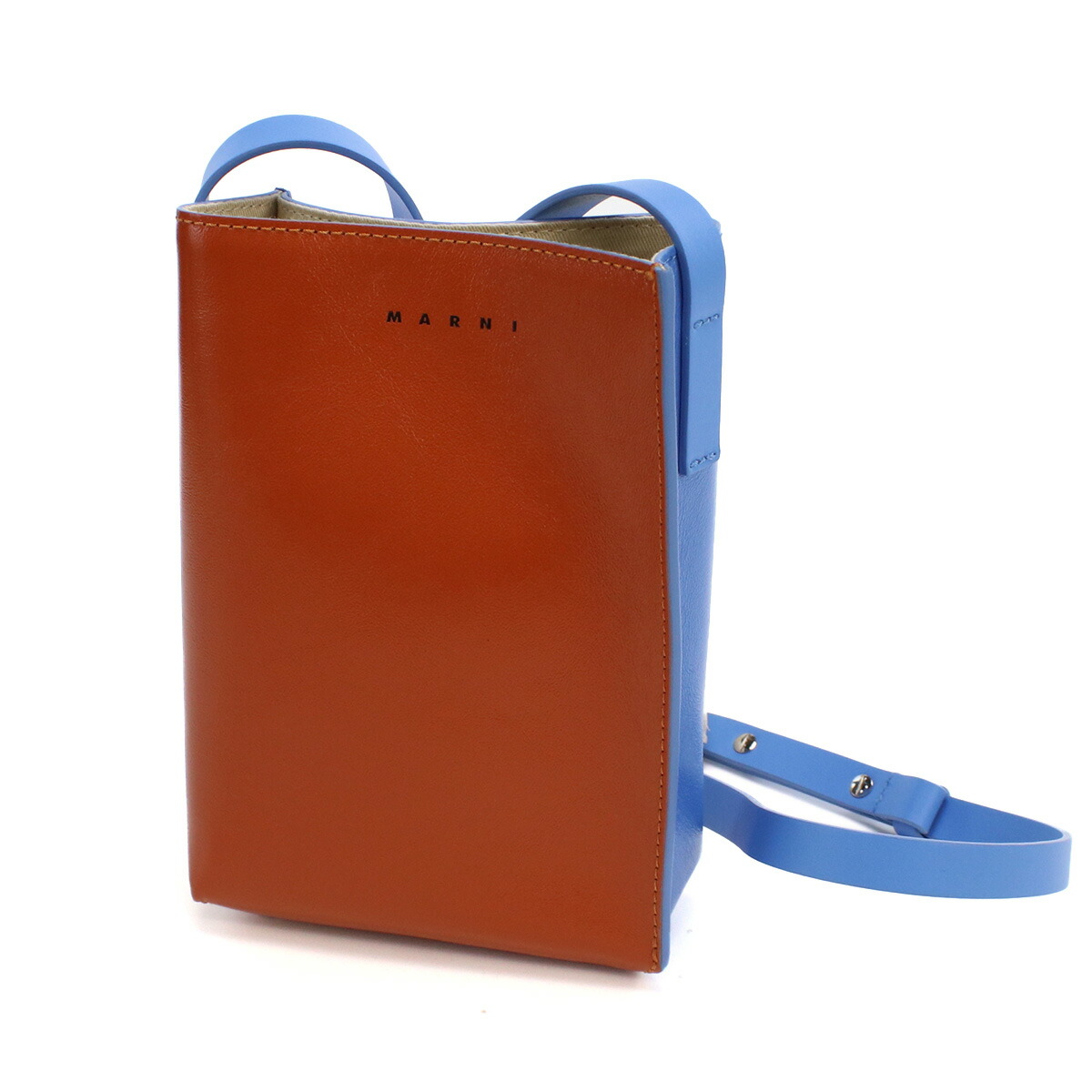 マルニ 斜め掛けショルダーバッグ メンズ MARNI レザー イタリア SBMQ0040Q0 ブラウン系 ブルー系 バッグ 斜めがけ ブランド 高級 おしゃれ プレゼント 男性 実用的 かっこいい