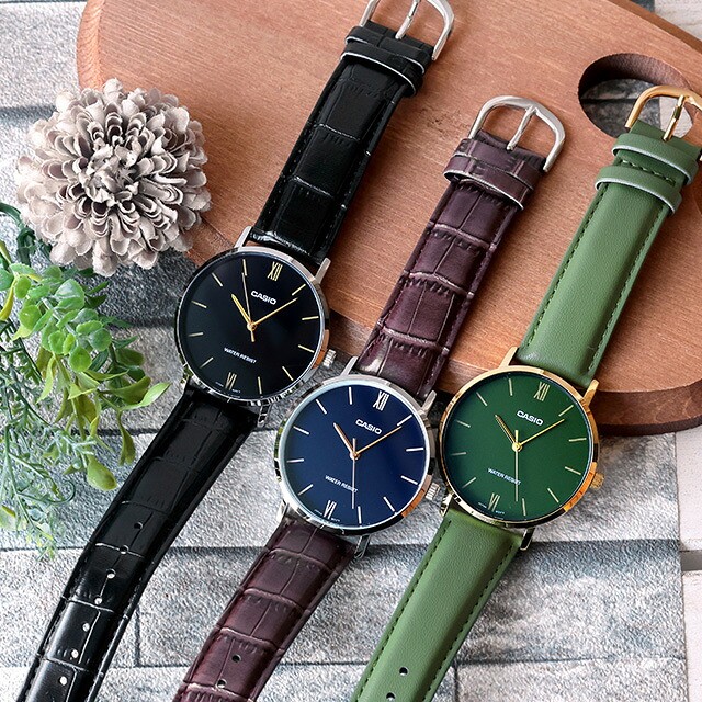 カシオ チープカシオ CASIO クォーツ 電池式 MTP-VT01L-GL スタンダード 海外モデル メンズ チプカシ 腕時計 ブランド カシオ casio アナログ ブラック グリーン ダークブラウン ネイビー アイボリー シルバー 黒 選べるモデル